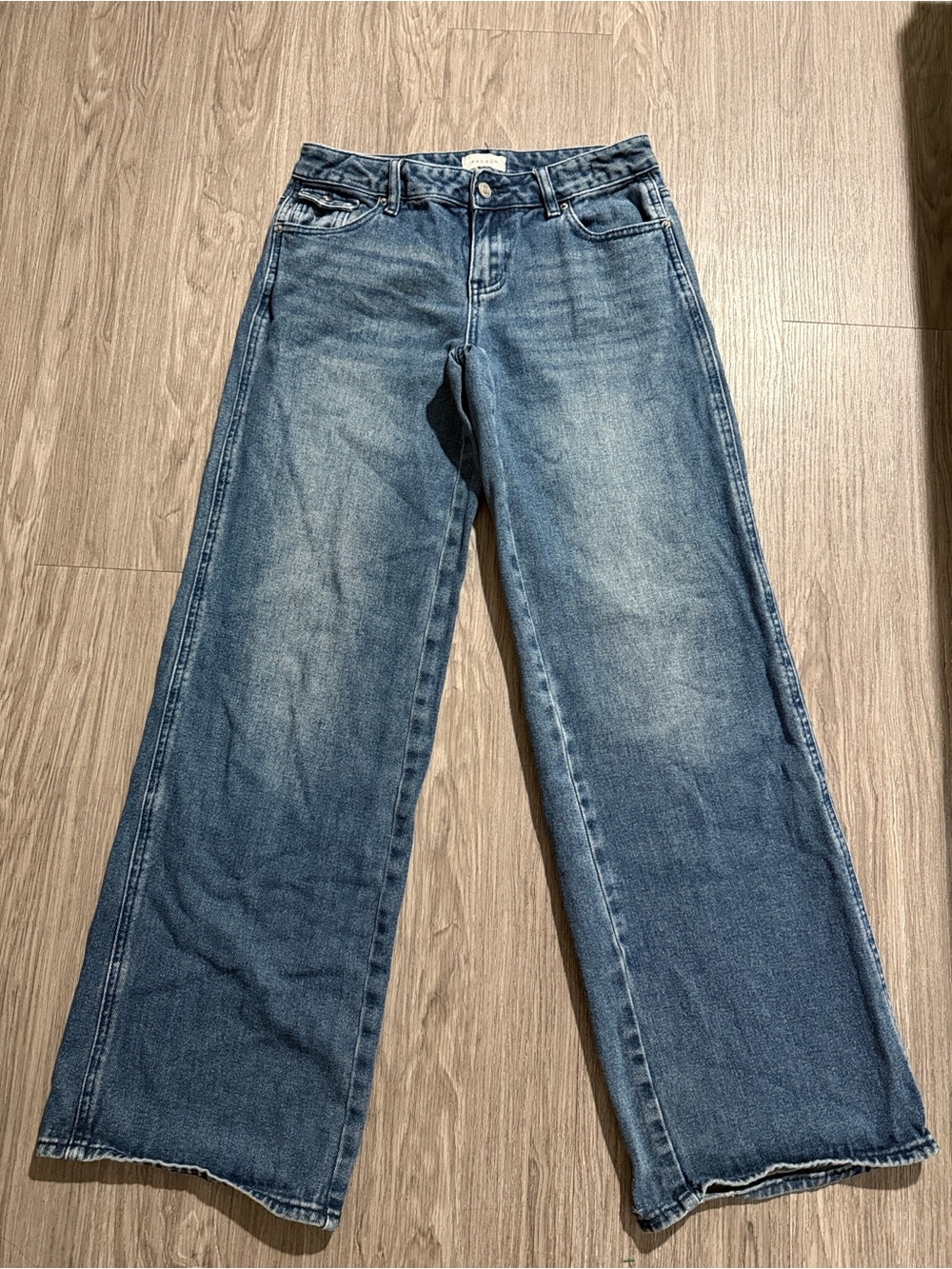 PacSun Women's Wide Leg Flare Jeans in Medium Blue Wash